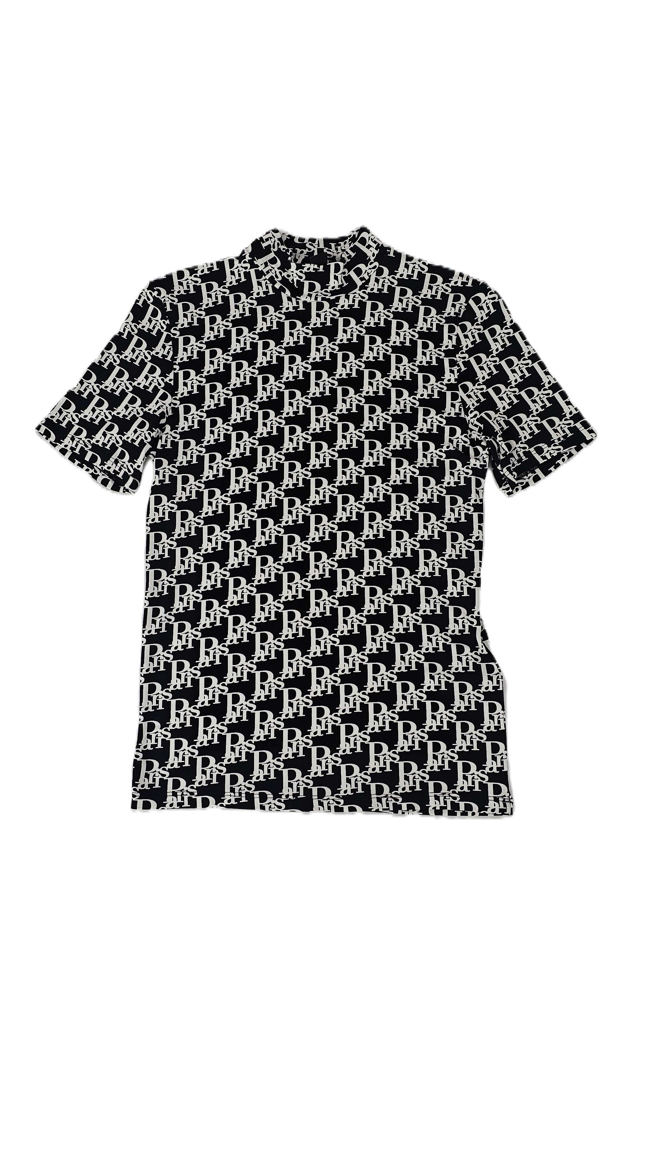 T-Shirt Bardhe e Zi me Shkrim Paris S.Hand