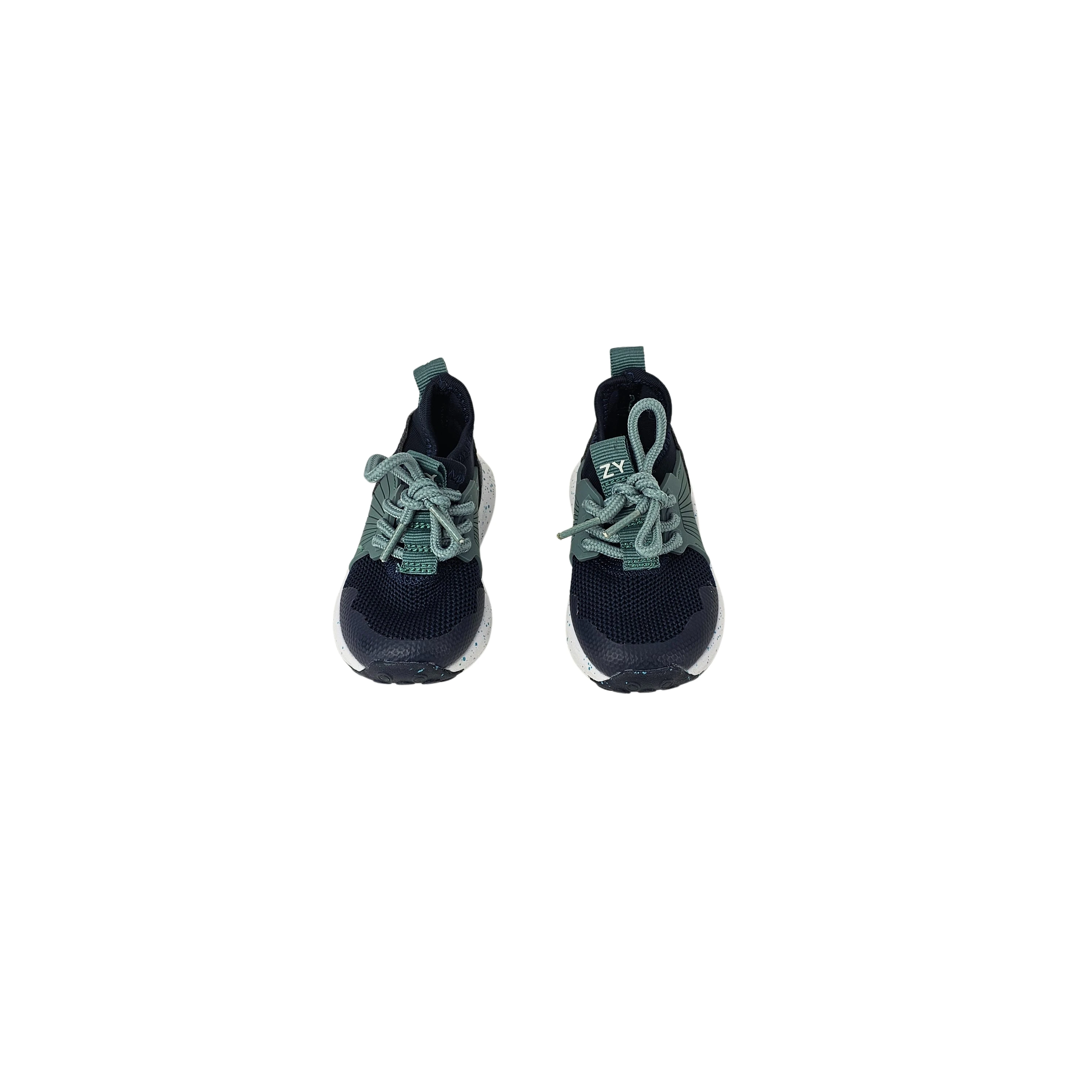 Atlete Bebesh Ngjyre Blu te Erreta me Dizajn te Bardhe dhe Jeshile te Erret dhe Detaj Pikash S.Hand Children's Shoes