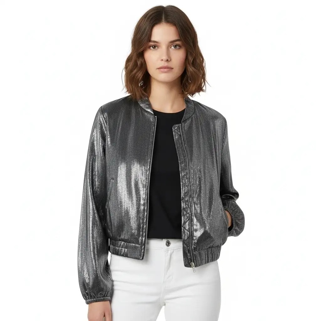 Xhakete Femrash Zara Ngjyre Gri me Shkelqim S.Hand Women Jacket