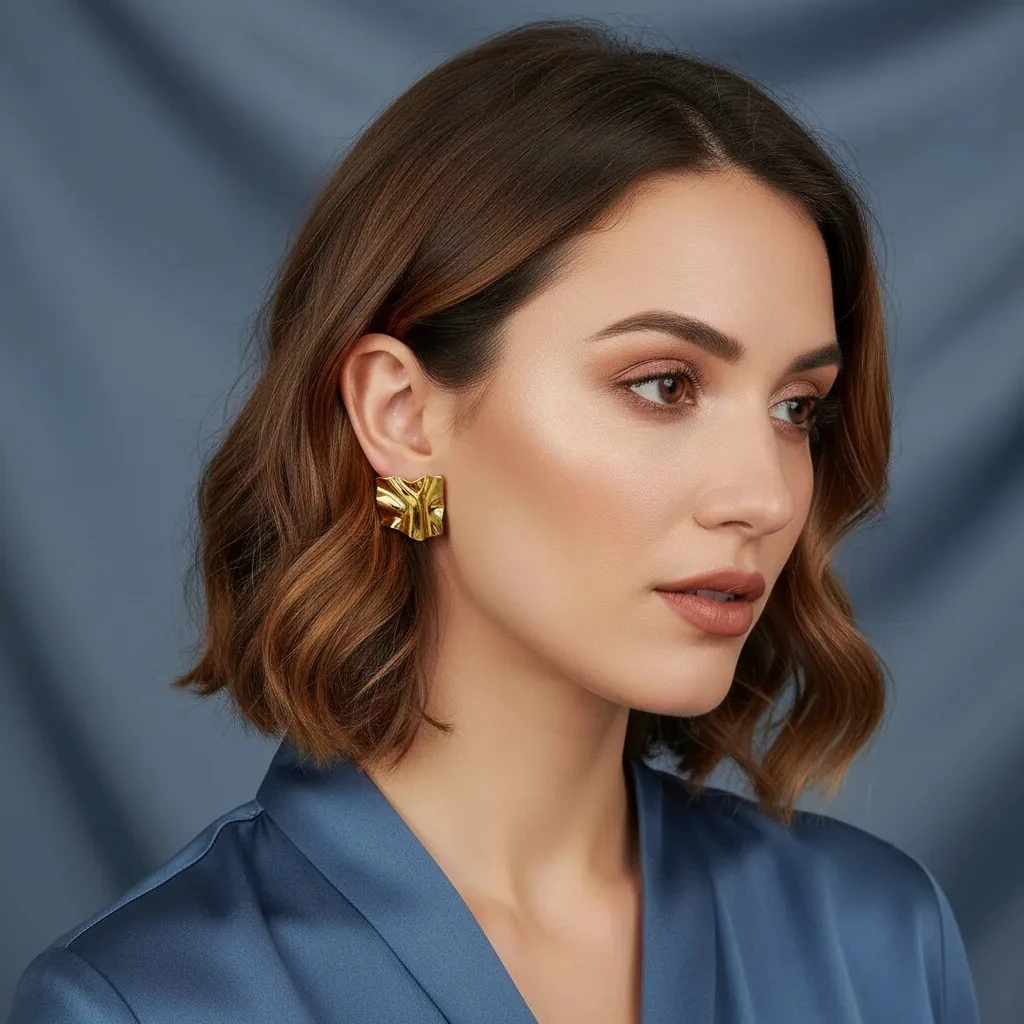 Vathe Femrash Çeliku M35 Stainless Steel Ngjyre Gold  Women Earrings