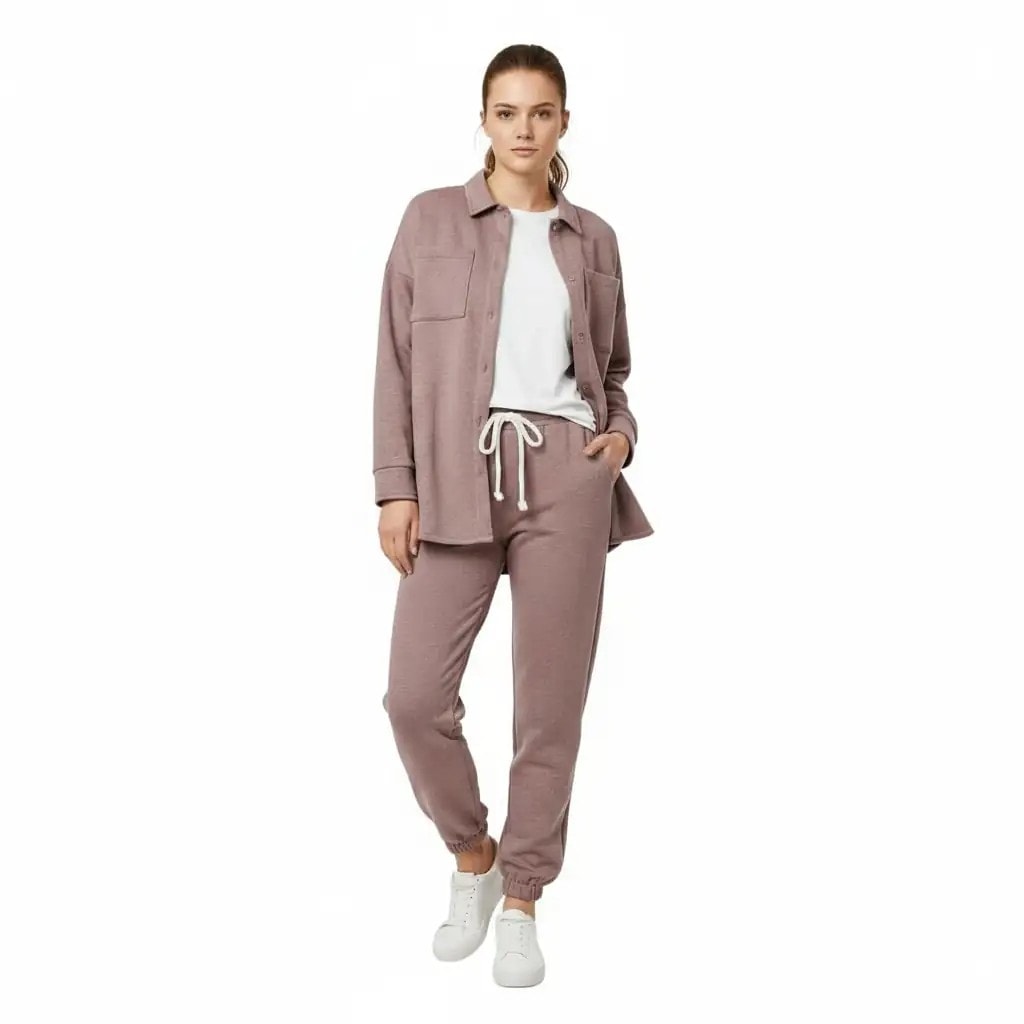 Kostum Sportiv Femrash Outlet Womens Sweatsuit Sets - Dried Rose