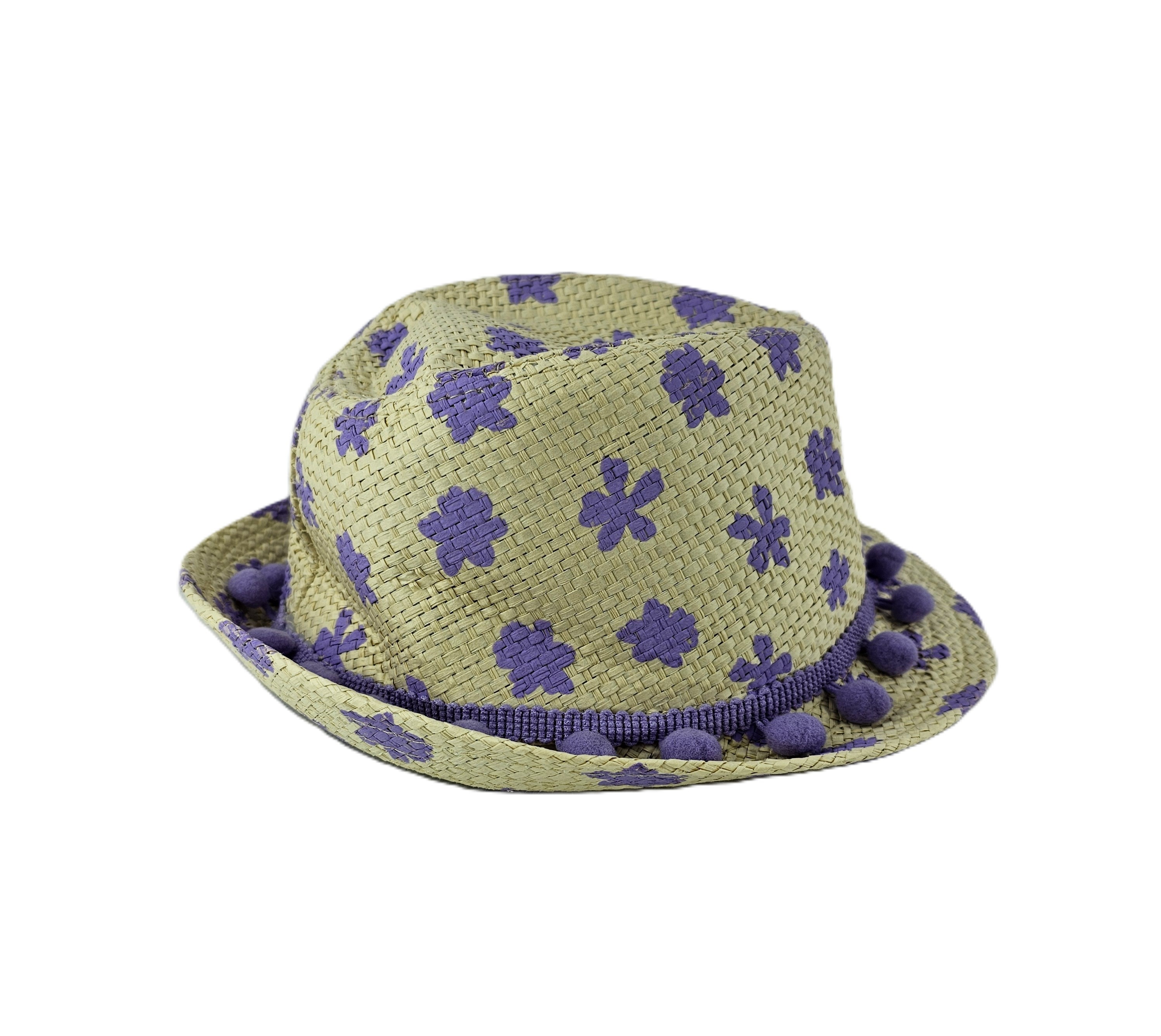 Kapele Plazhi Femijesh Kashte me Dizajn me Lule dhe Topa Lejla S.Hand/Beach Hat