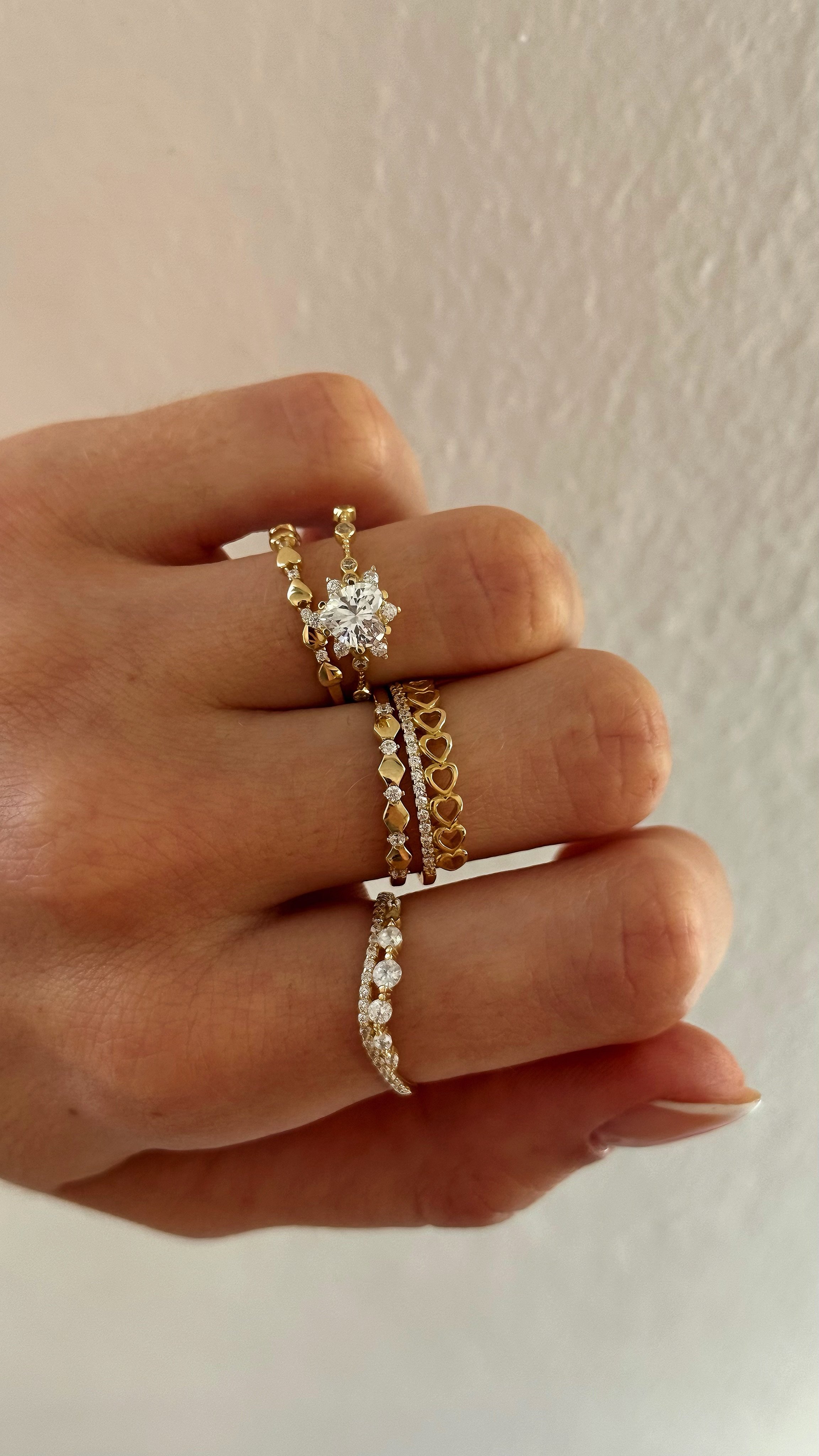 14 AYAR ALTIN | Swarovski Taşlı Kalp Yüzük