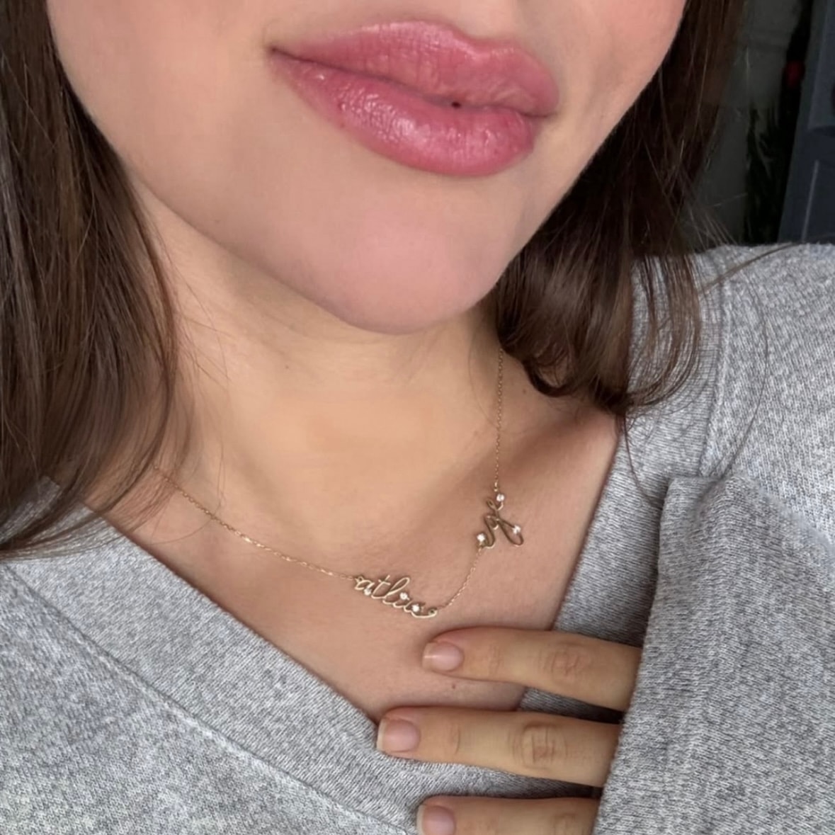 925 | Taşlı İkili İsim Kolye