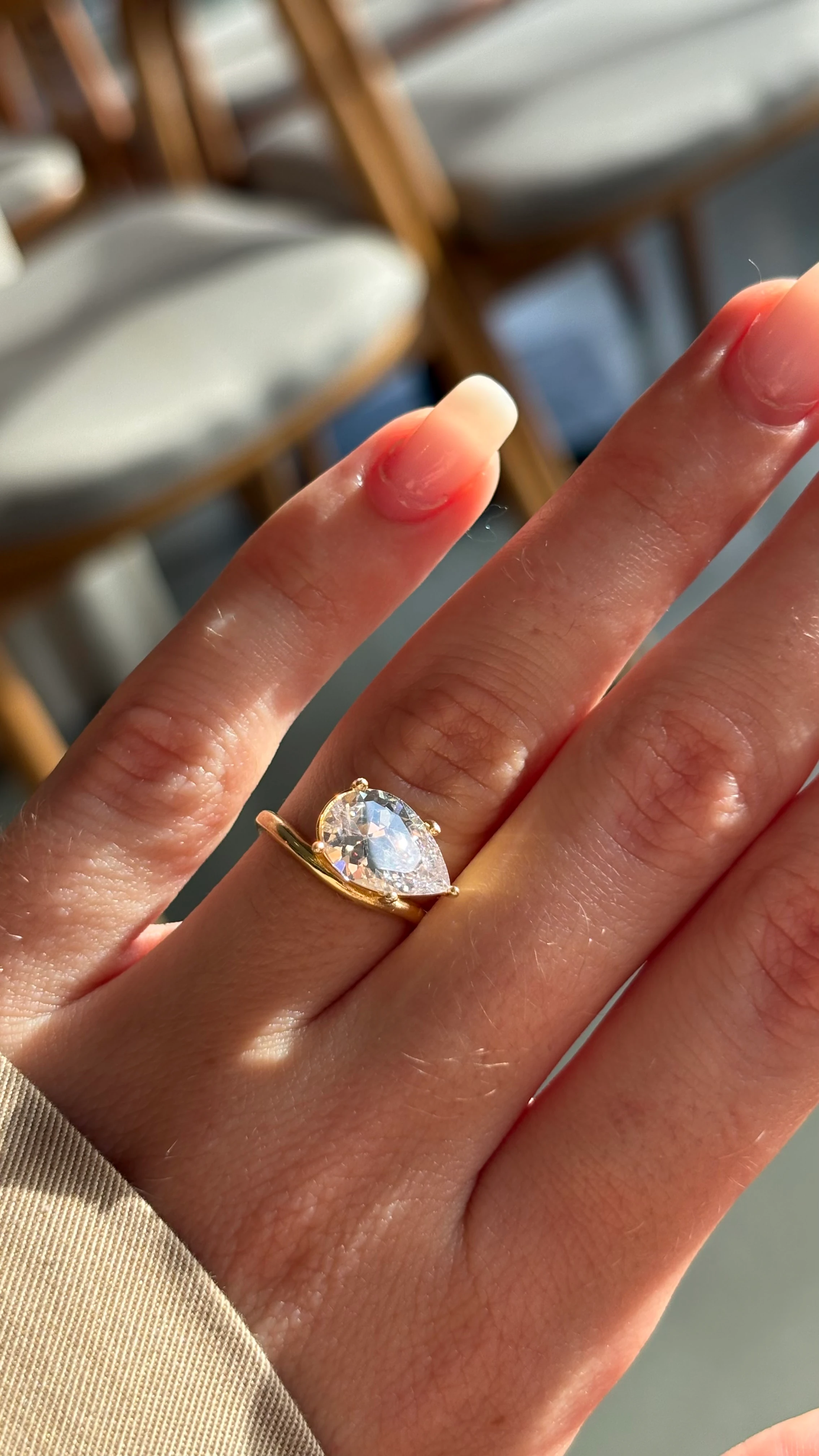 925 | Damla Taş Yatay Dalga Yüzük