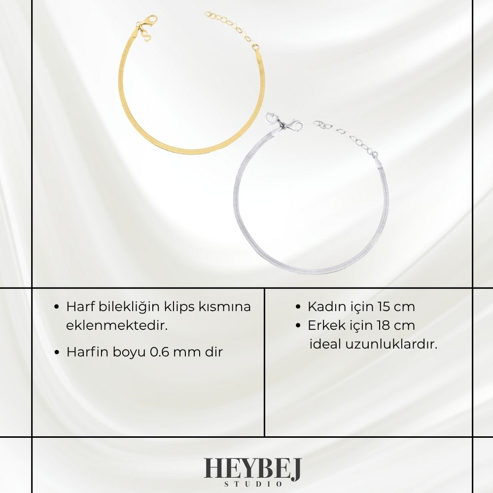 925 | Harfli Çift Bilekliği İtalyan Zincir (2 Adet)