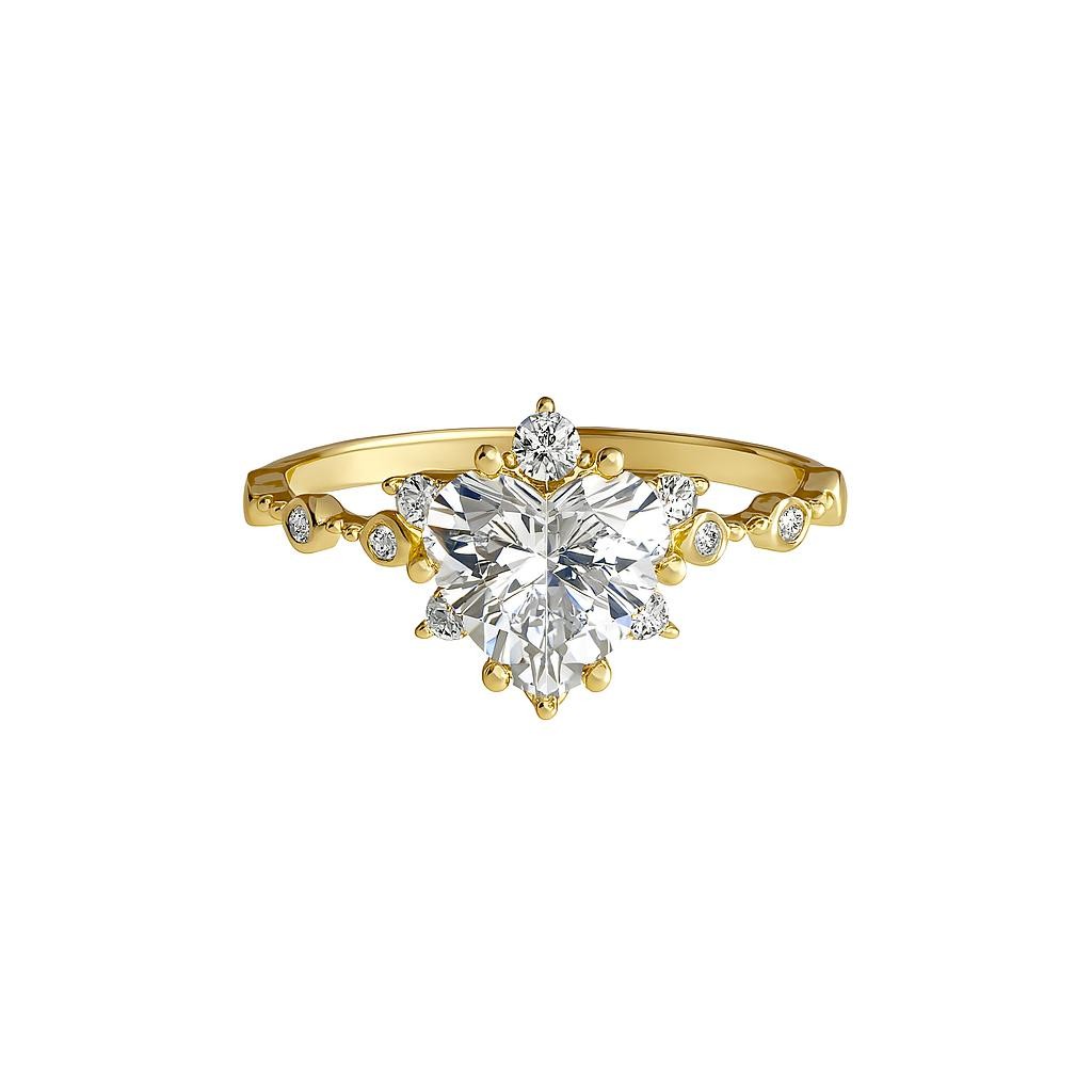 14 AYAR ALTIN | Swarovski Taşlı Kalp Yüzük