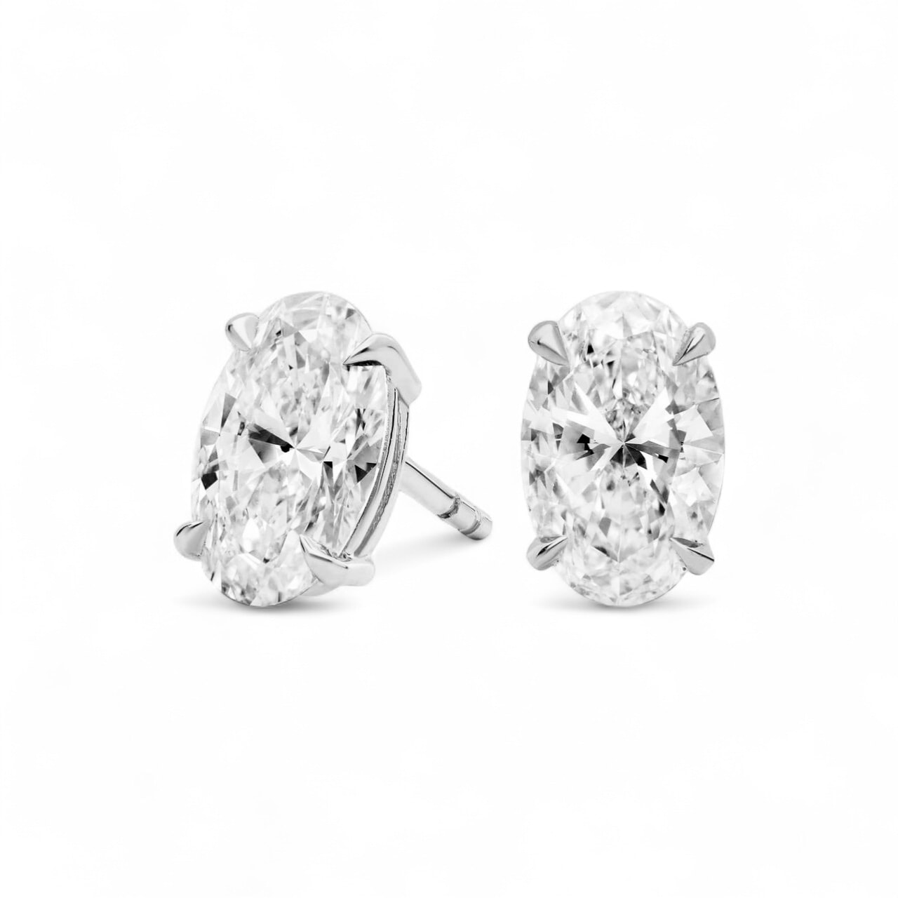 925 | Oval Taşlı Küpe 3 ct (Çift)