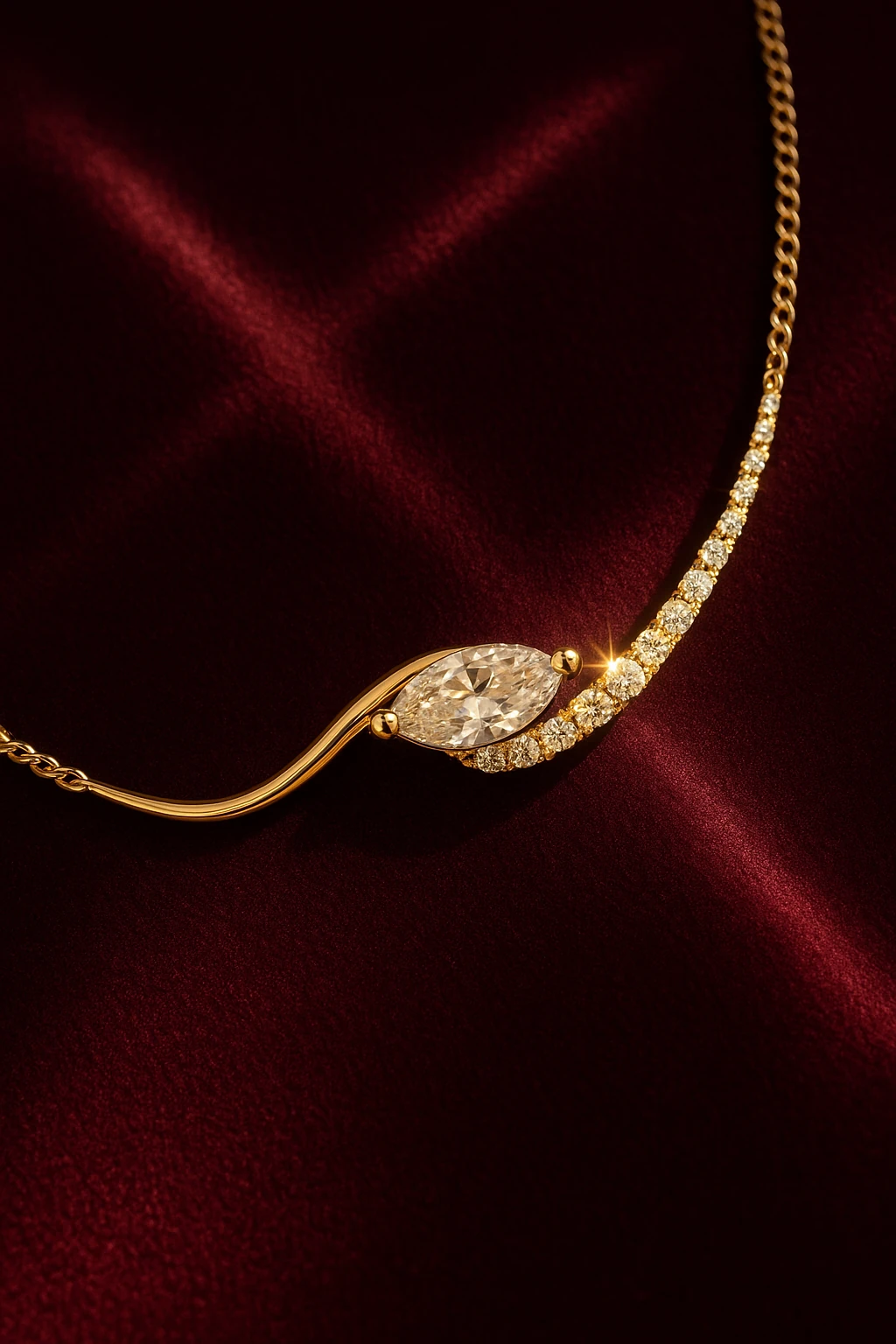 14 AYAR ALTIN | Markiz Taşlı Kolye