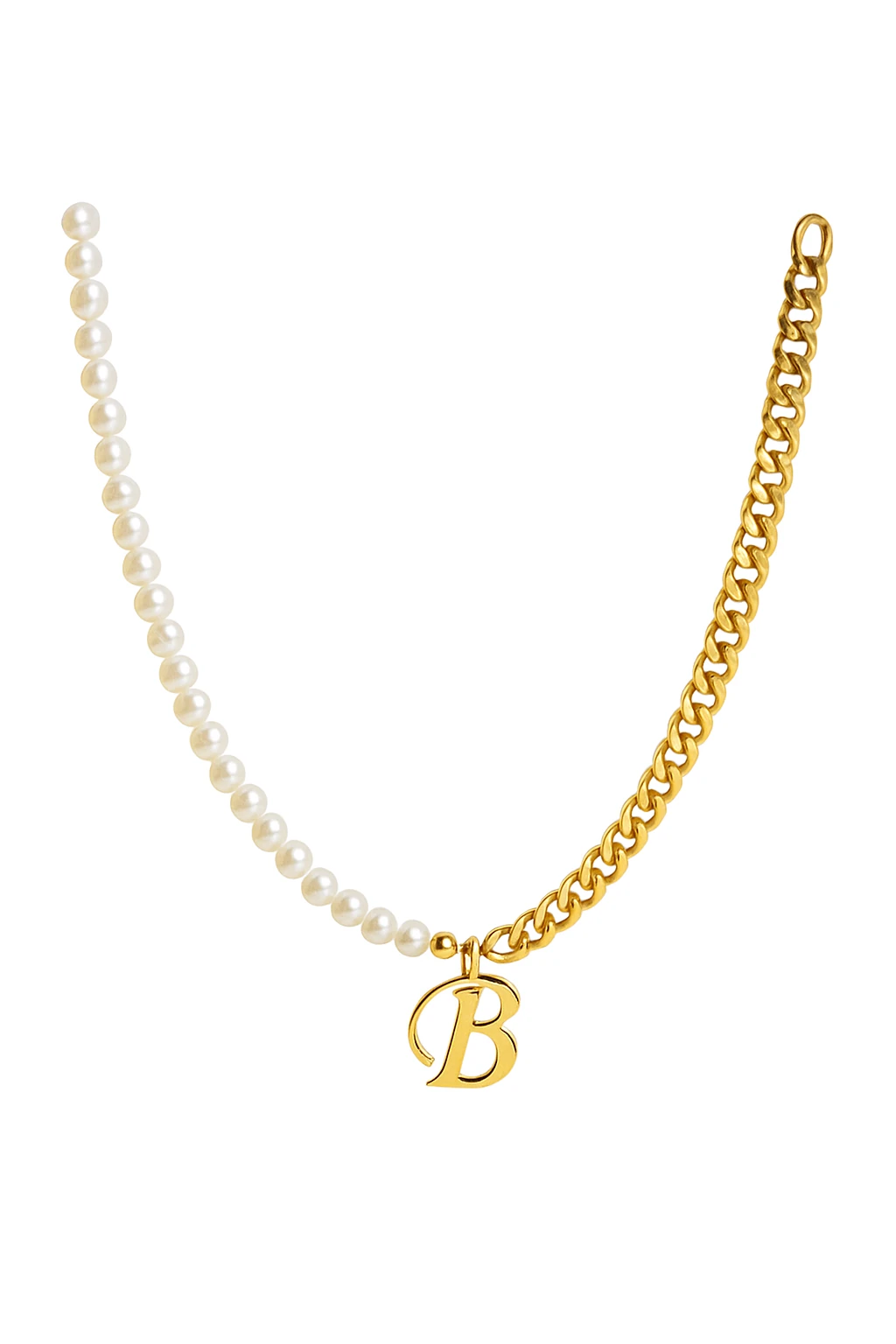 İncili Kalın Zincir Harf Kolye