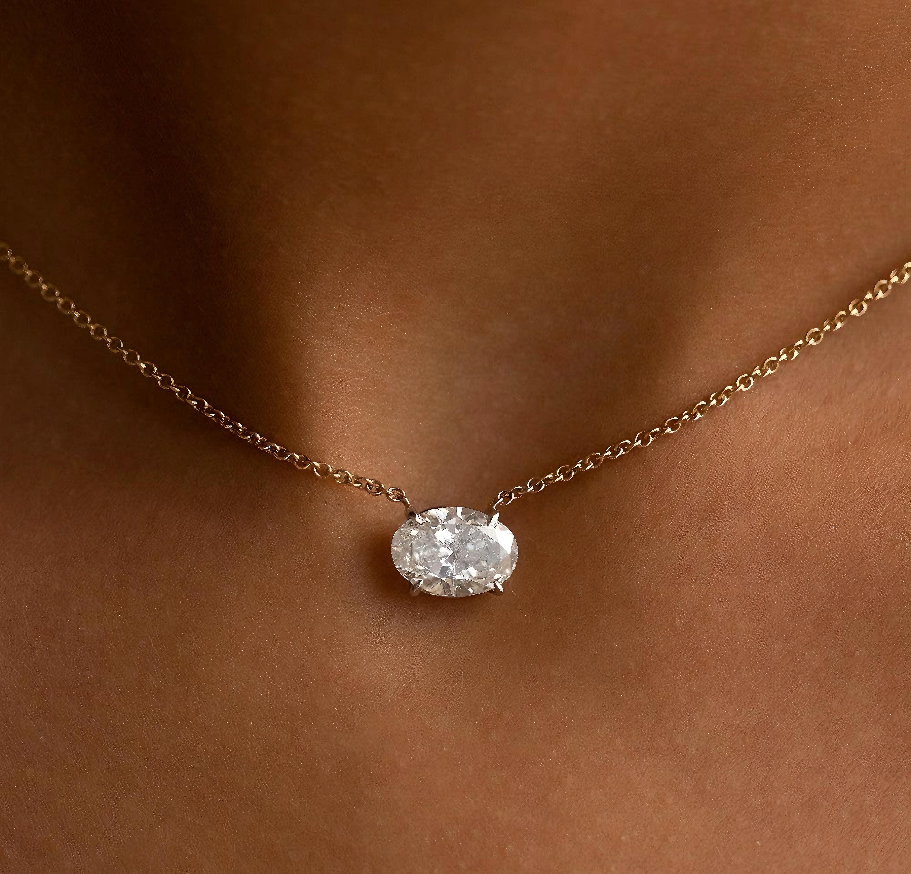 925 | Oval Taşlı Kolye 3 ct