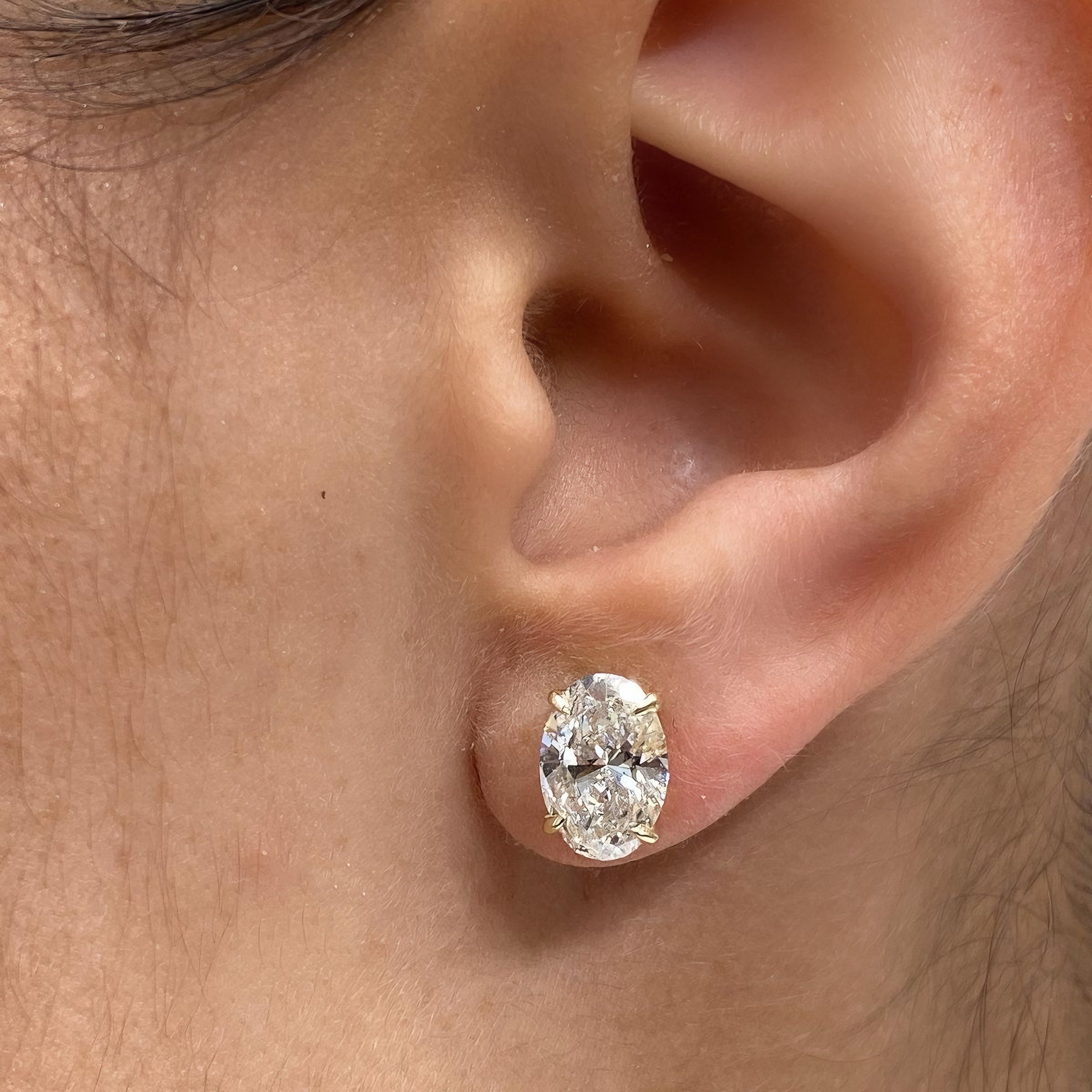 925 | Oval Taşlı Küpe 3 ct (Çift)