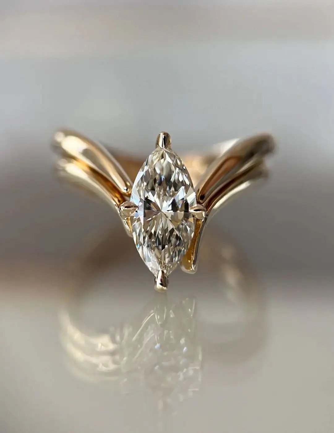 14 AYAR ALTIN | Markiz Taşlı Yüzük | 2.5 ct