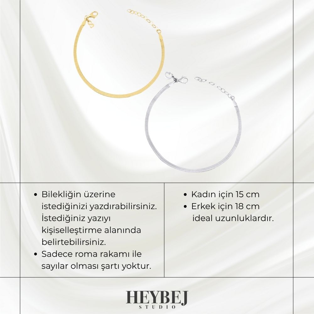 925 | Harfli Çift Bilekliği İtalyan Zincir (2 Adet)