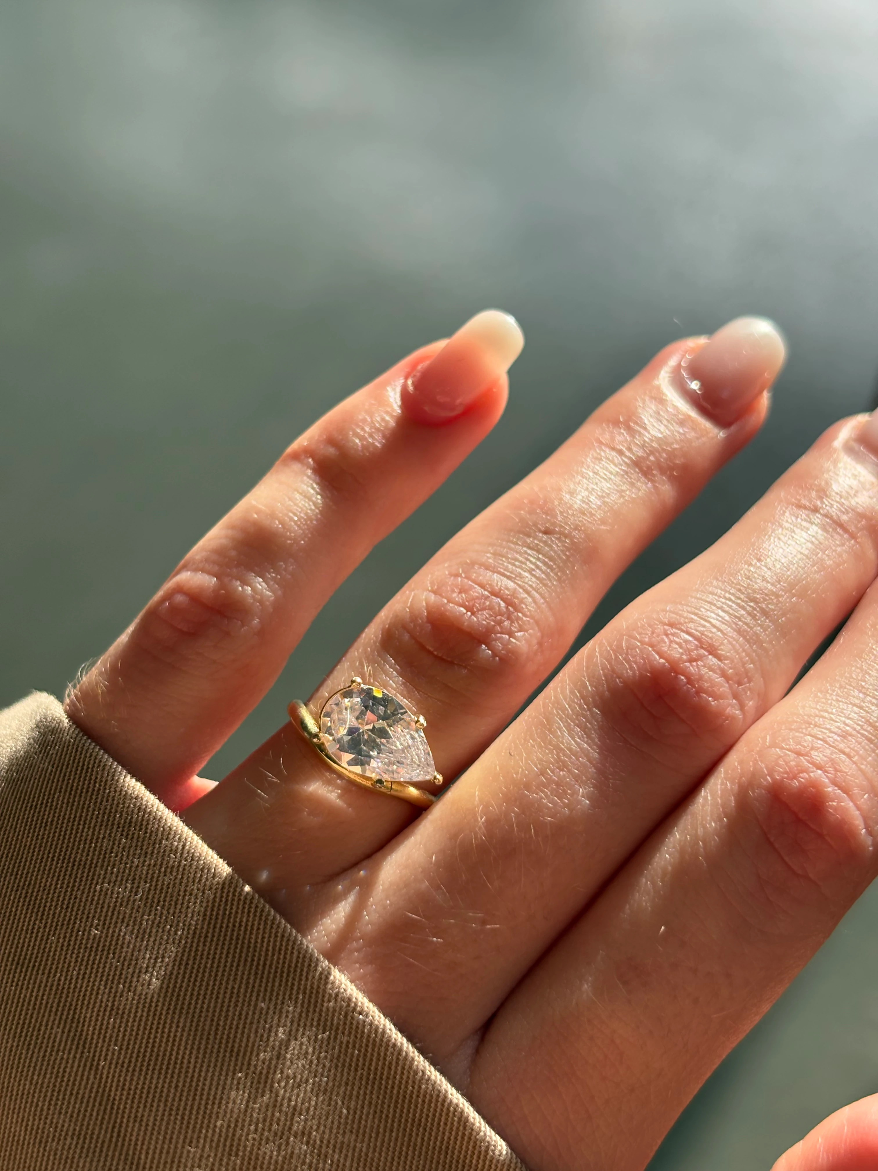 925 | Damla Taş Yatay Dalga Yüzük