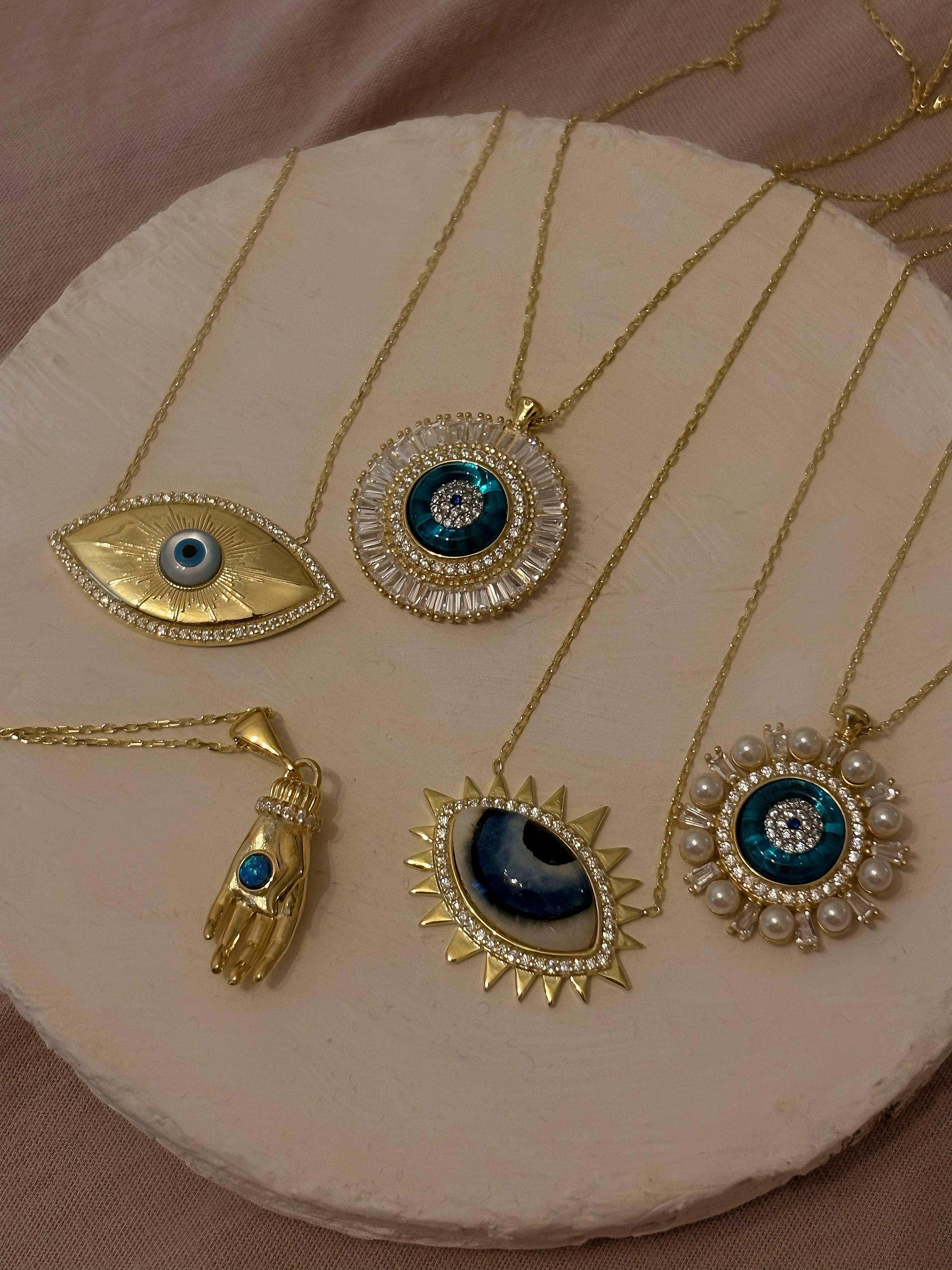 925 | İncili Cam Nazar Kolye