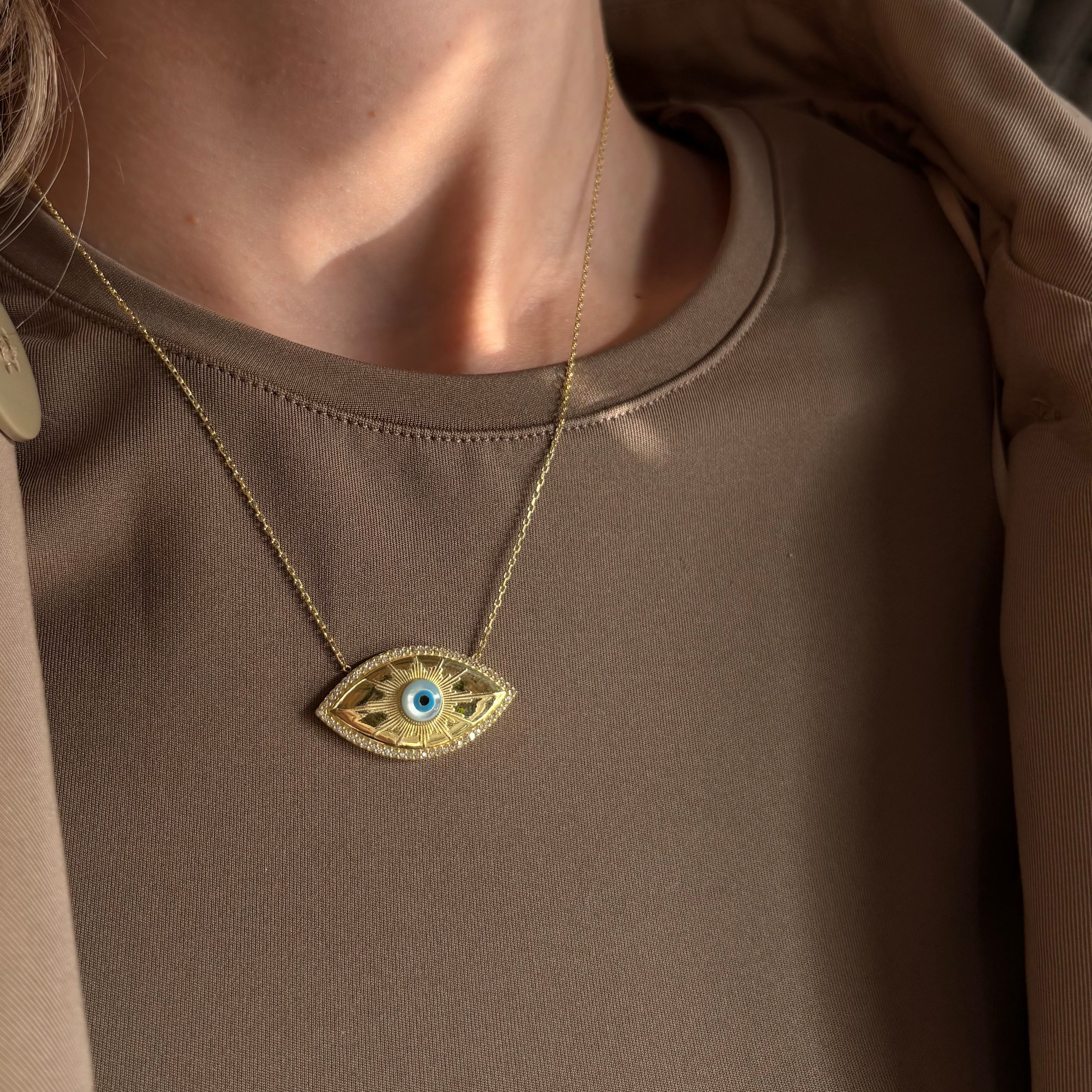 925 | Beyaz Zirkon Taşlı Göz Kolye