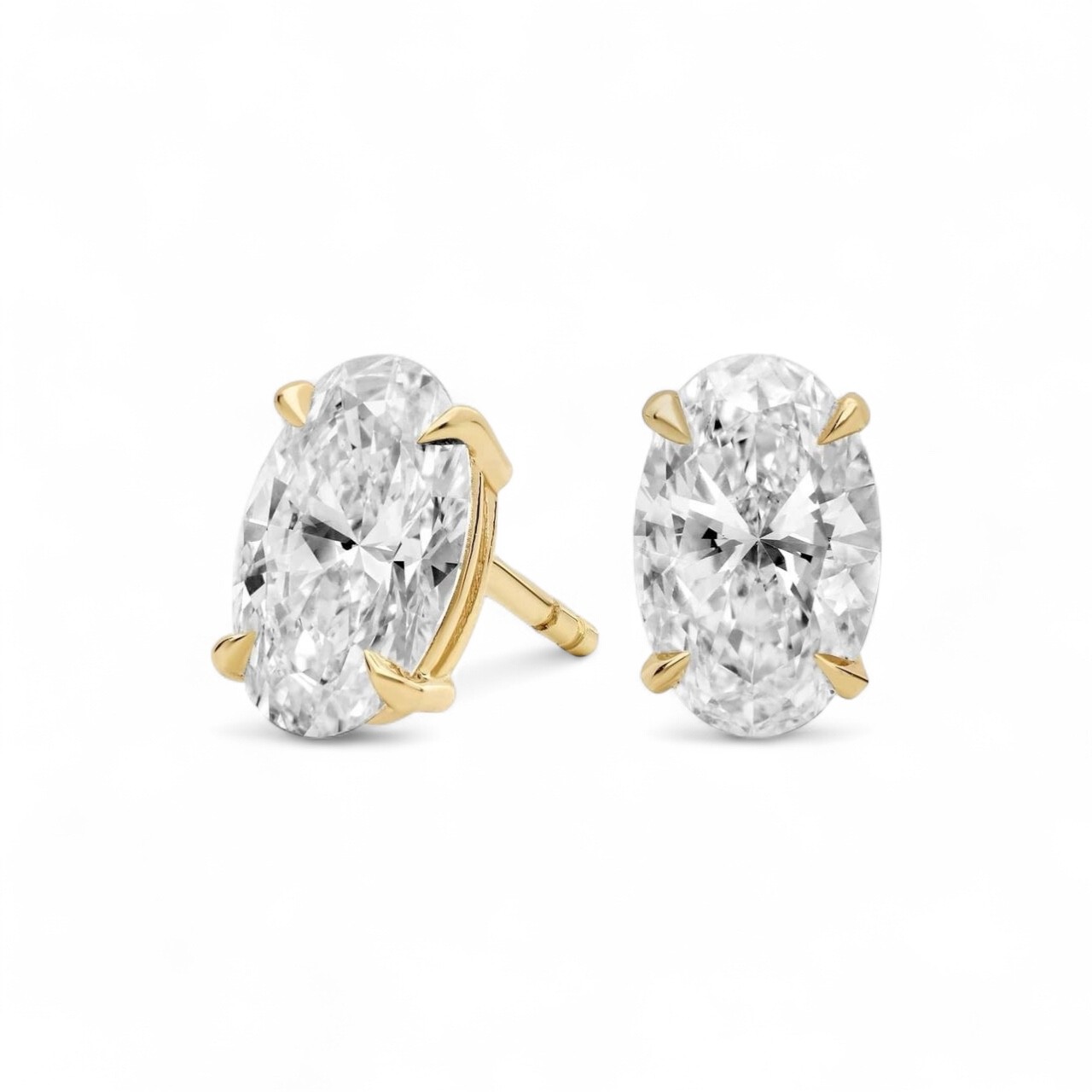 925 | Oval Taşlı Küpe 3 ct (Çift)