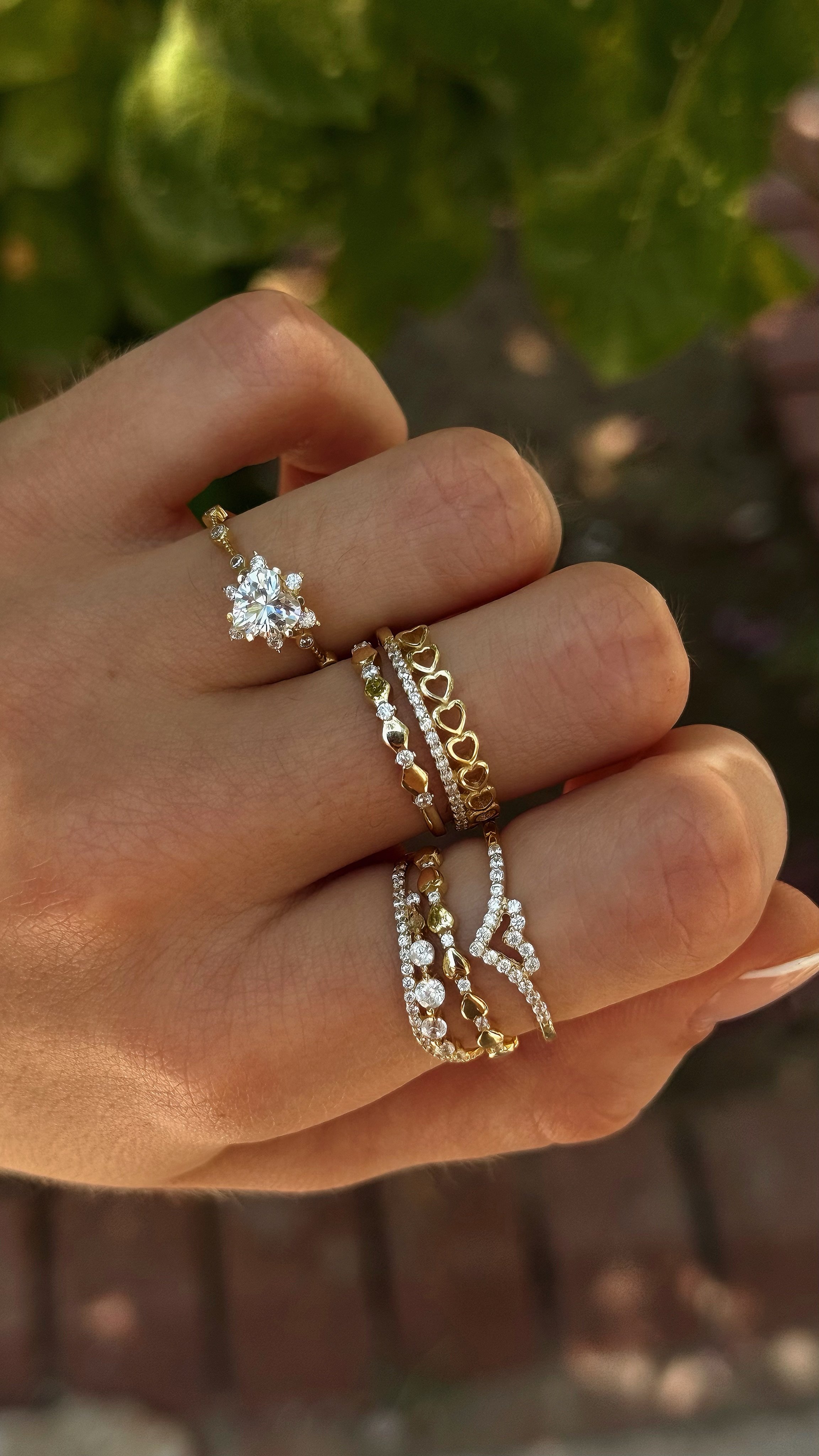 14 AYAR ALTIN | Swarovski Taşlı Kalp Yüzük