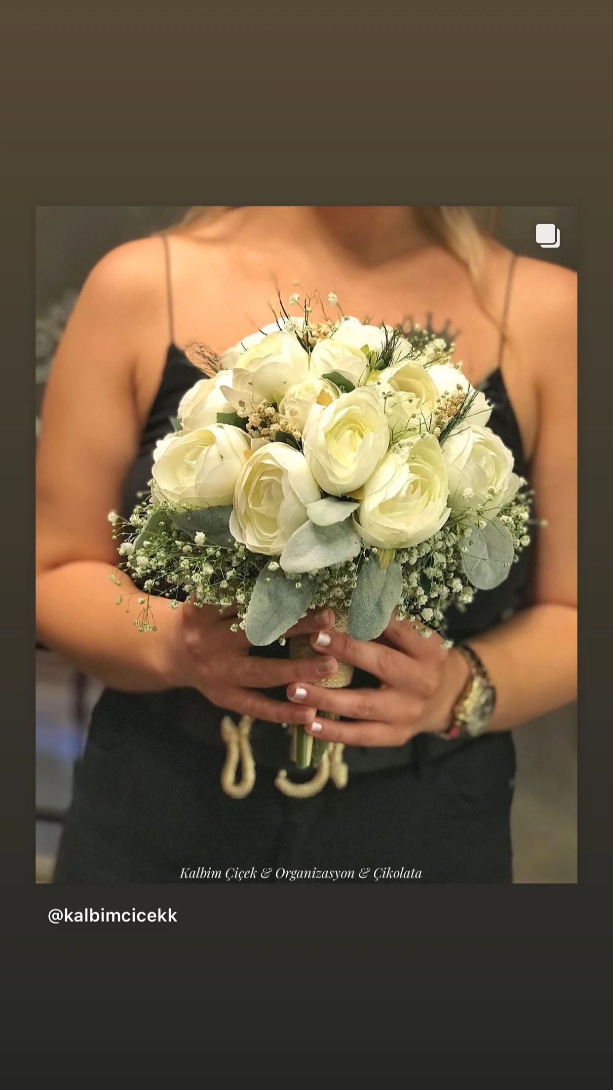 Yapay Beyaz Şakayık Gelin Buketi