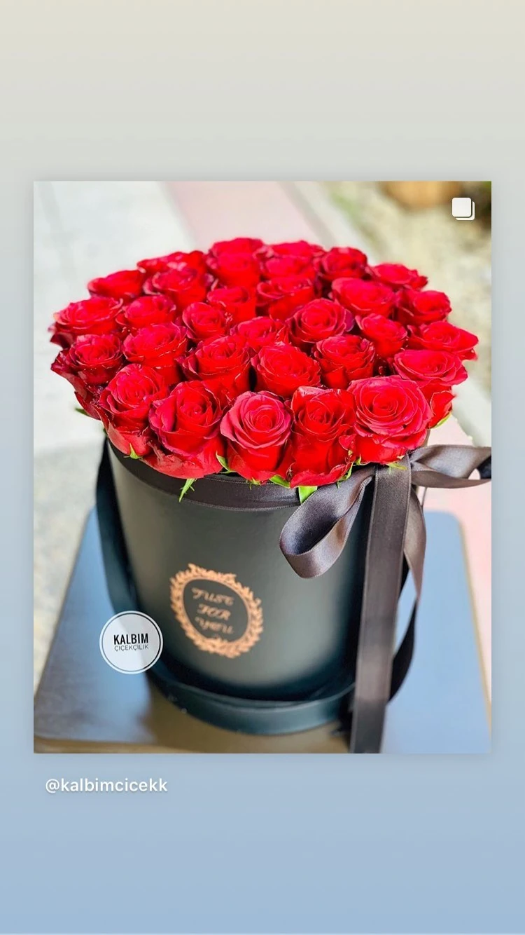 Canlı Kırmızı Gül Kutusu