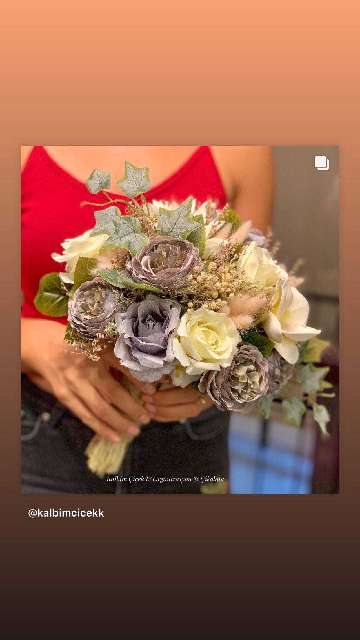 Lila Gül ve Yapay Gelin Buketi