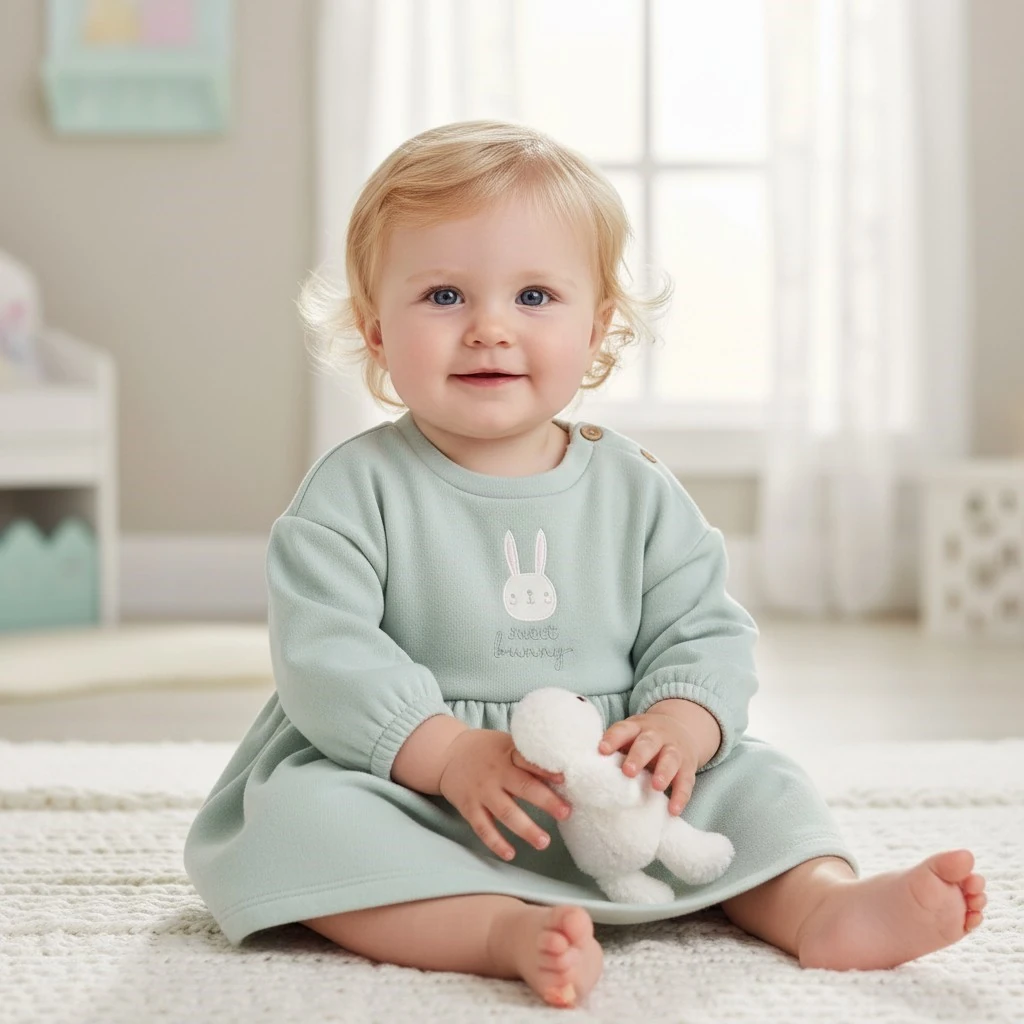 Tavşanlı Kışlık Kız Bebek Elbise