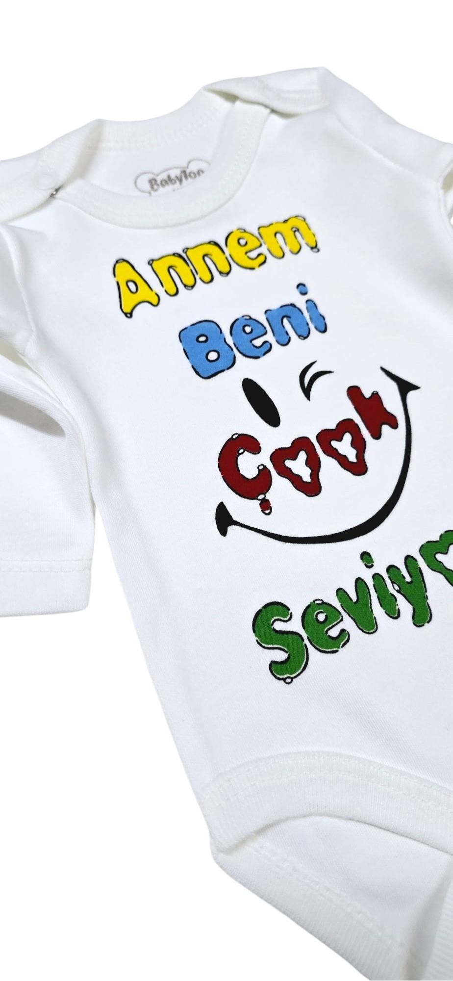 Baskılı Bebek Body Zıbın (Annem Beni Çok Seviyor)