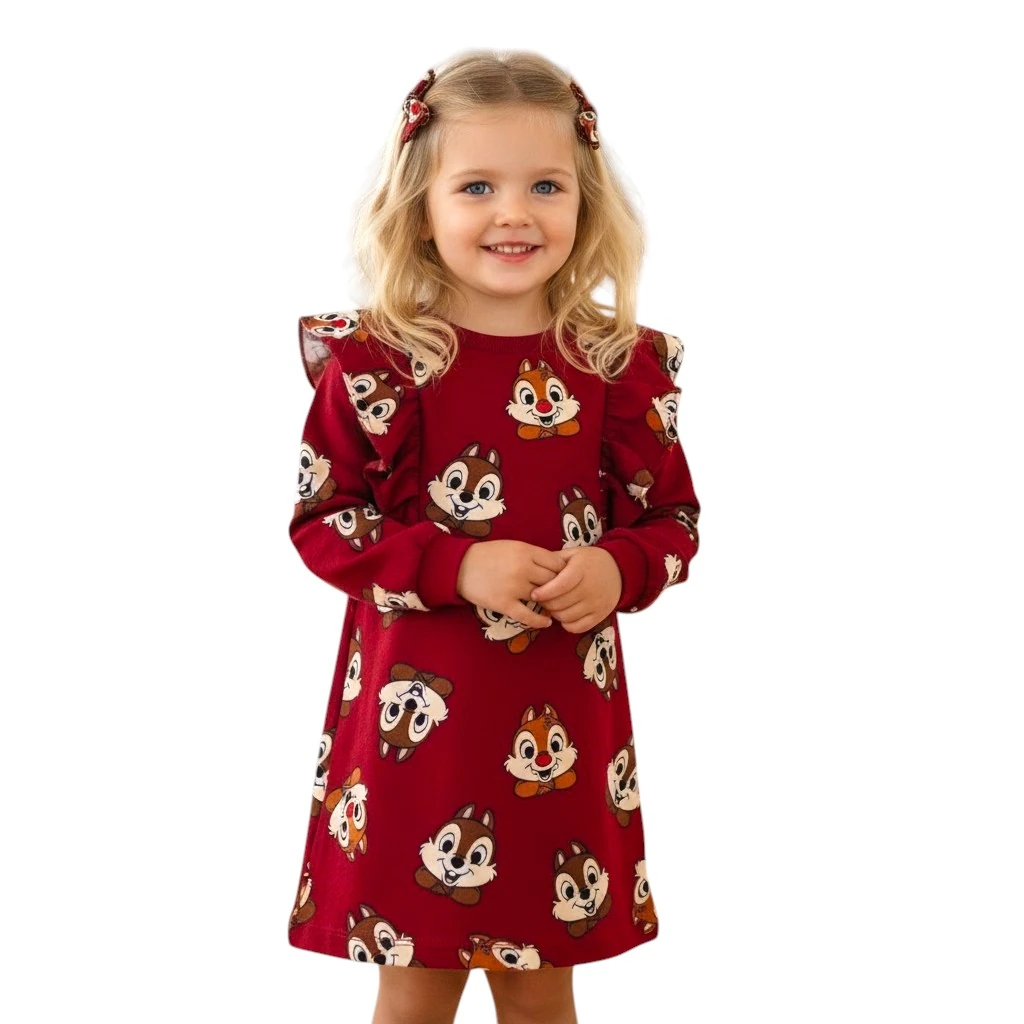 Sincap Desenli Kız Çocuk Elbise