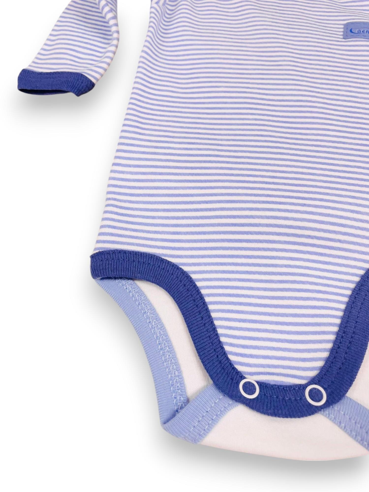 Çizgili Uzun Kol Erkek Bebek Çıtçıtlı Body Zıbın
