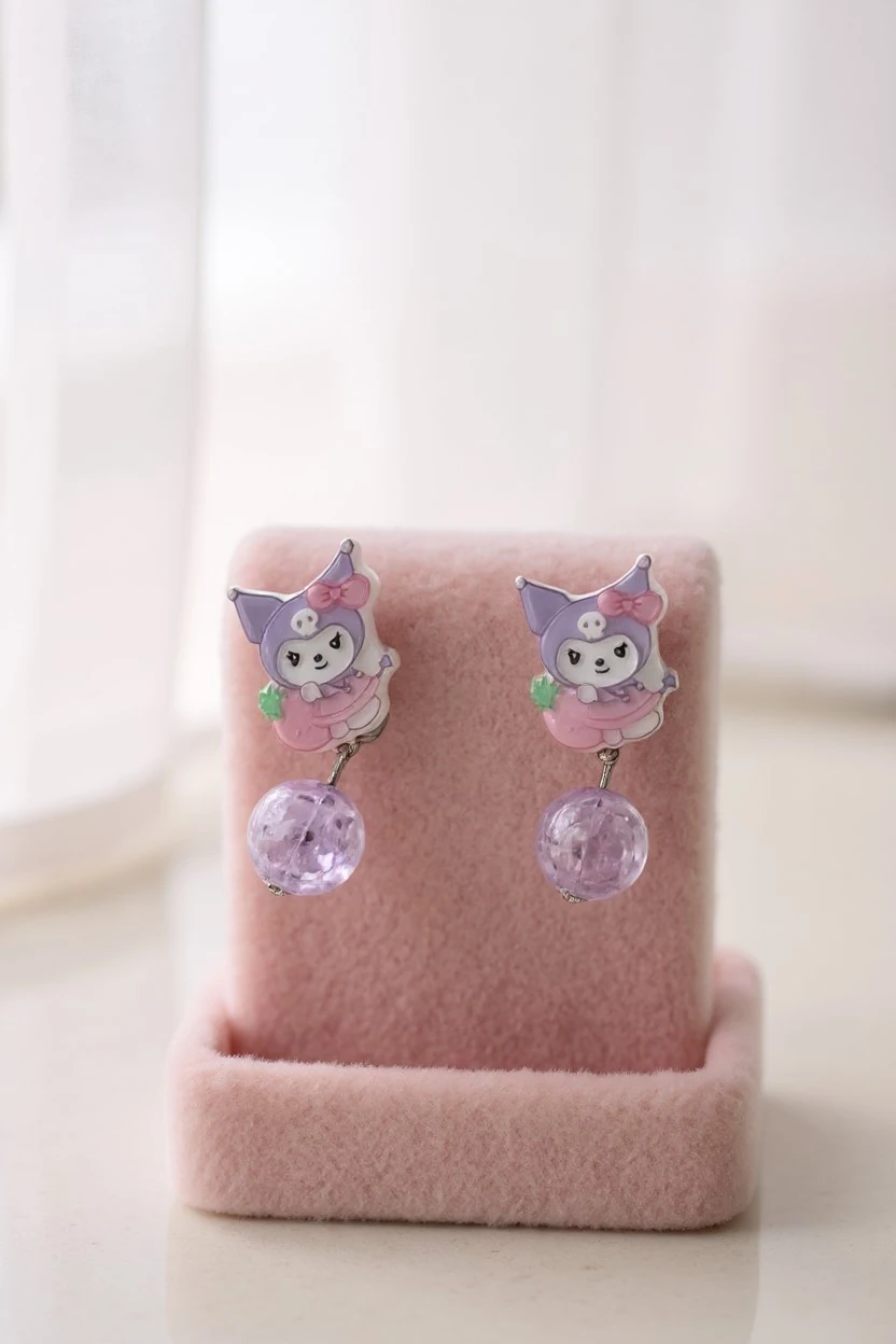 Kuromi Deliksiz Kıstırmalı Çocuk Küpe