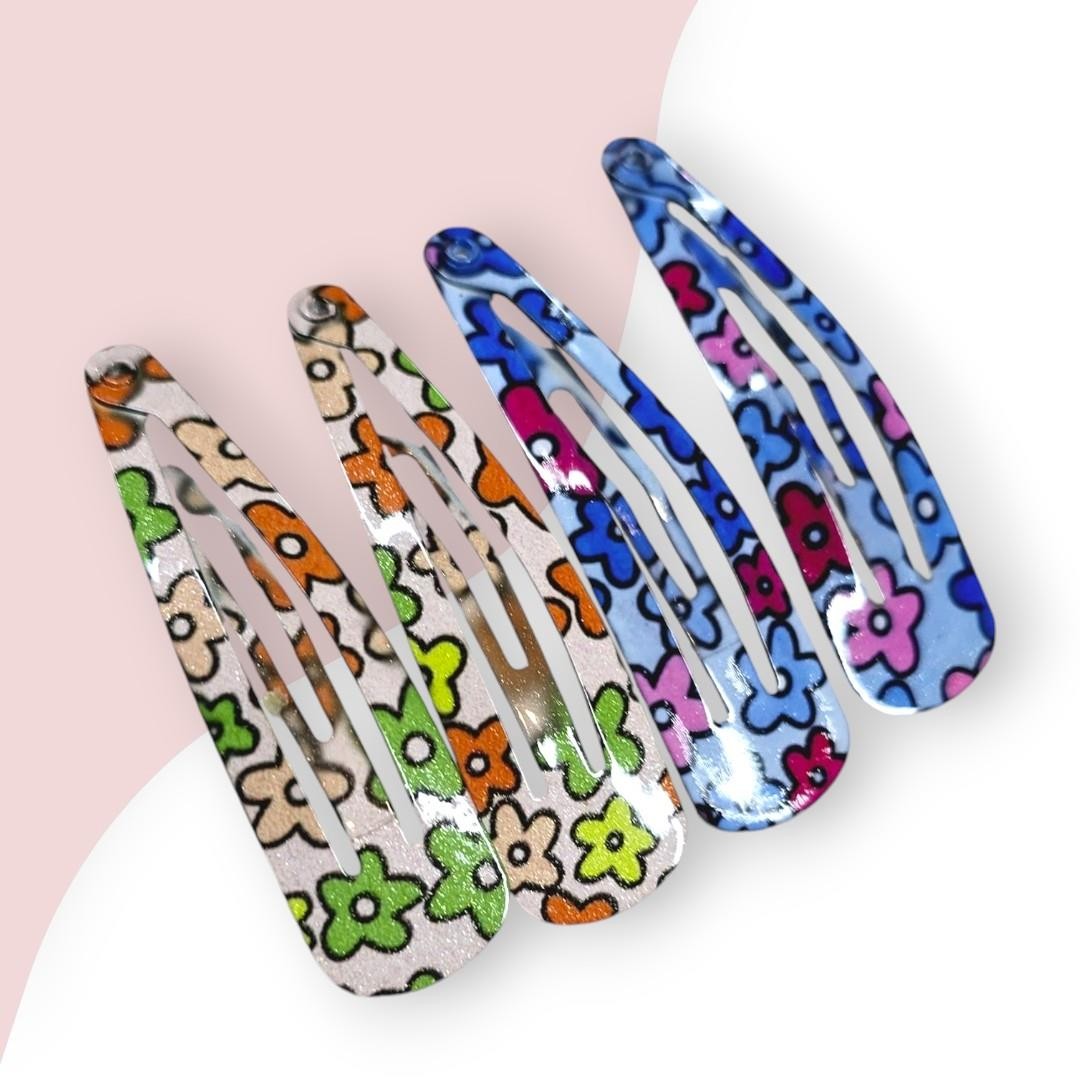 Çiçekli Çıtçıtlı Bebek Toka - 4 Çift