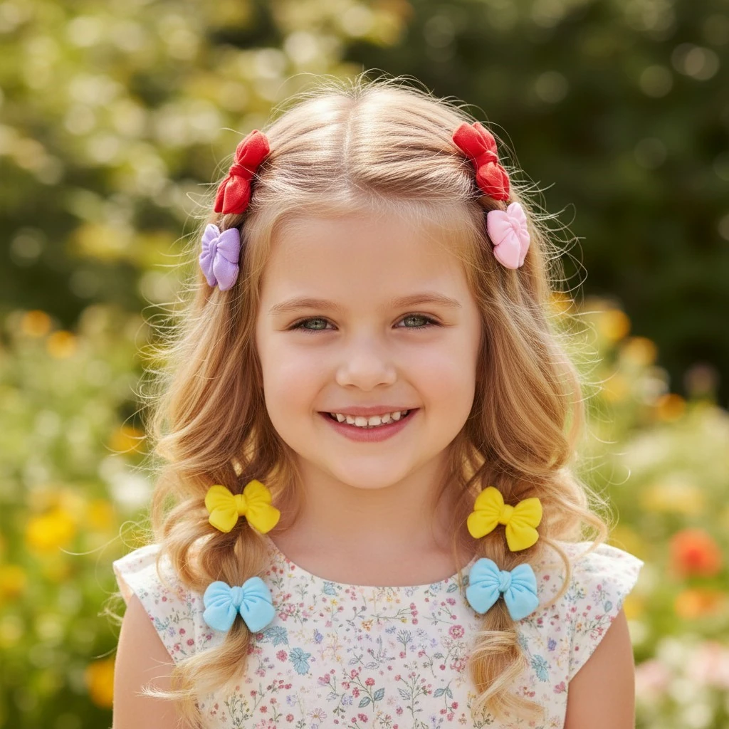 Fiyonklu Kız Çocuk Lastikli Toka 5 Çift