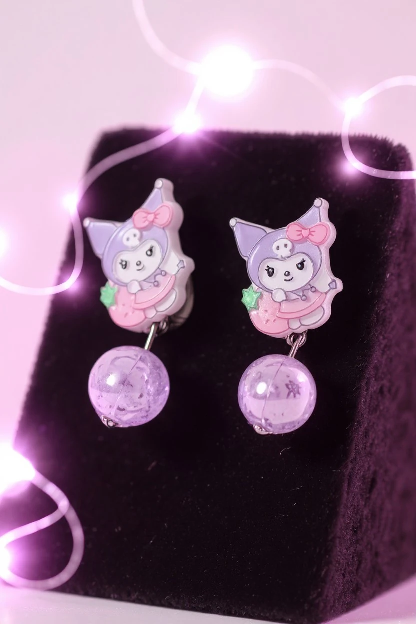 Kuromi Deliksiz Kıstırmalı Çocuk Küpe