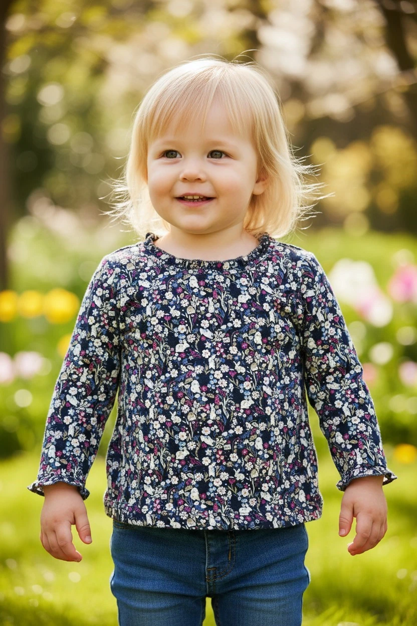 Çiçekli Kız Bebek Bluz