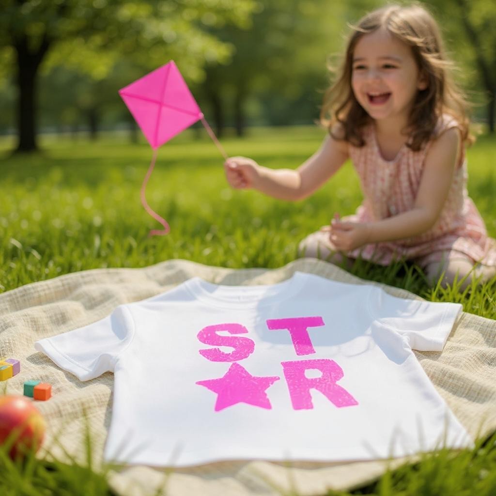 Star Pullu Oversize Kız Çocuk Tişört