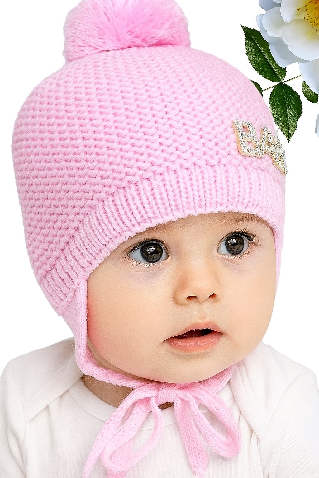 Baby Taşlı Kız Bebek Triko Bere