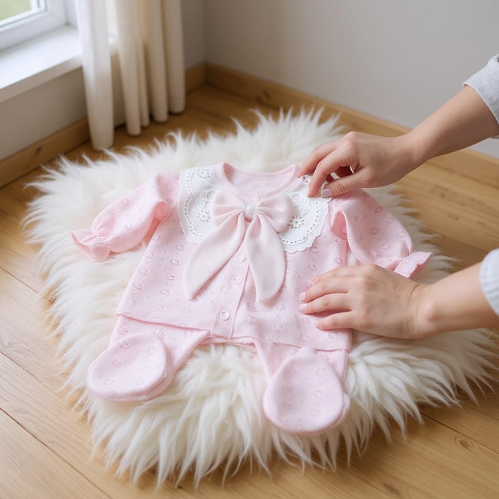 Yakası Dantelli Kız Bebek Zıbın Set 5 Parça