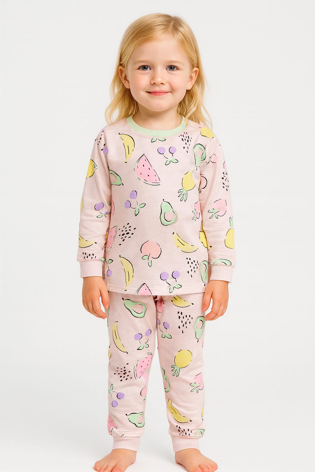 Meyve Desenli Kız Çocuk Pijama Takım