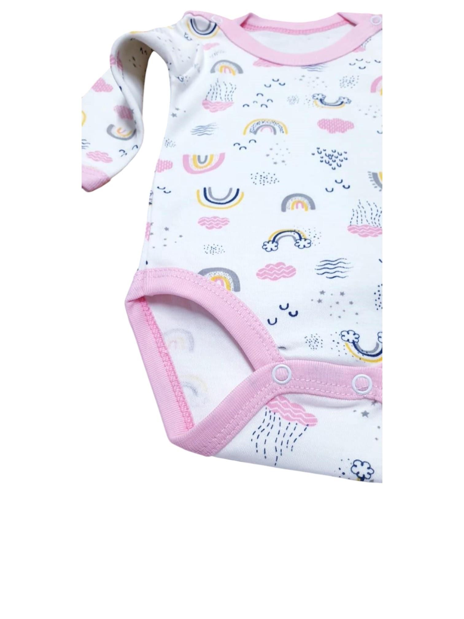 Gökkuşağı Desenli Kız Bebek Çıtçıtlı Body