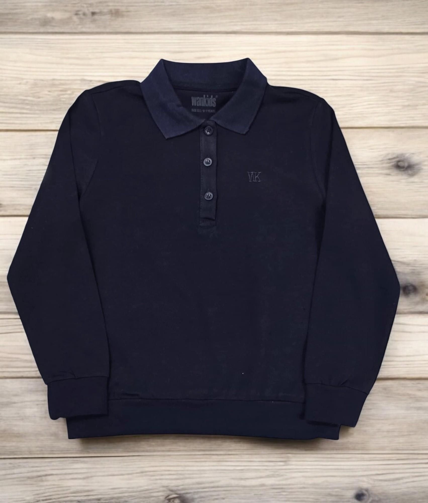 Unisex Çocuk Polo Yaka Uzun Kollu Tişört Sweatshirt