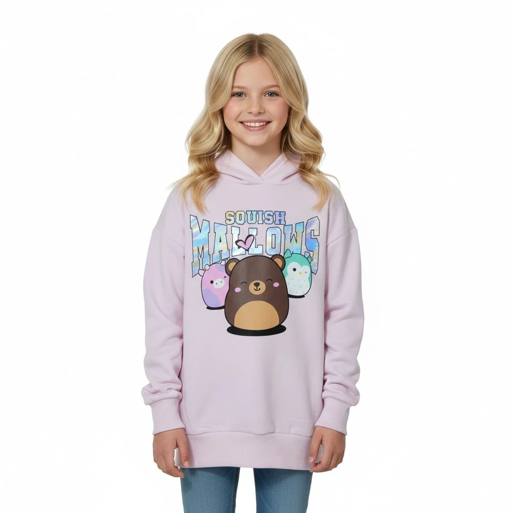 Squish Kapüşonlu Kız Çocuk Tunik Sweatshirt