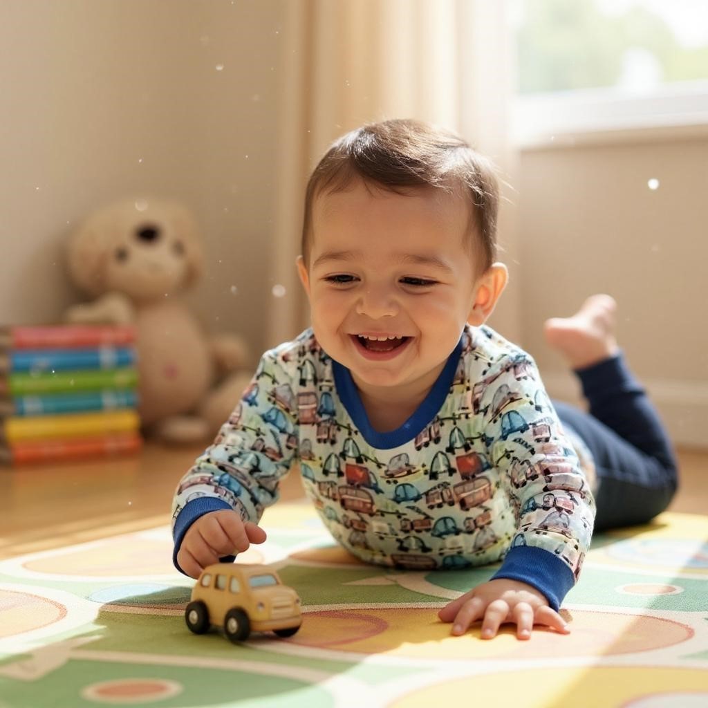 Araba Desenli Çocuk Tişört Pijama Üst