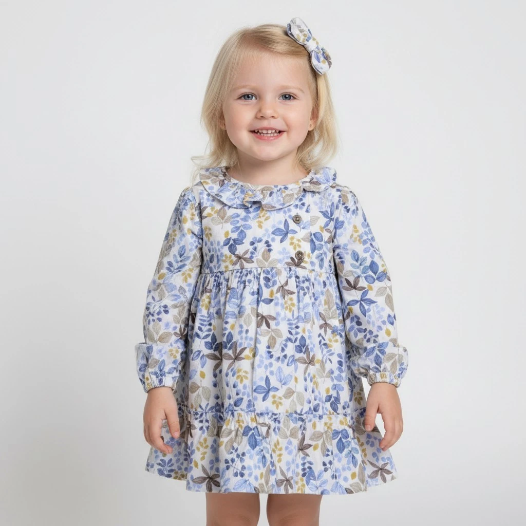 Çiçekli Kız Çocuk Elbise