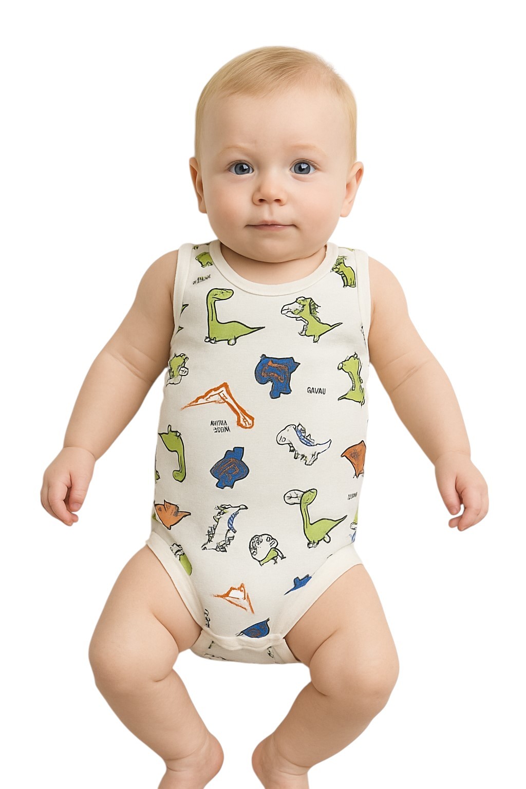 Dino Geniş Askılı Bebek Çıtçıtlı Body