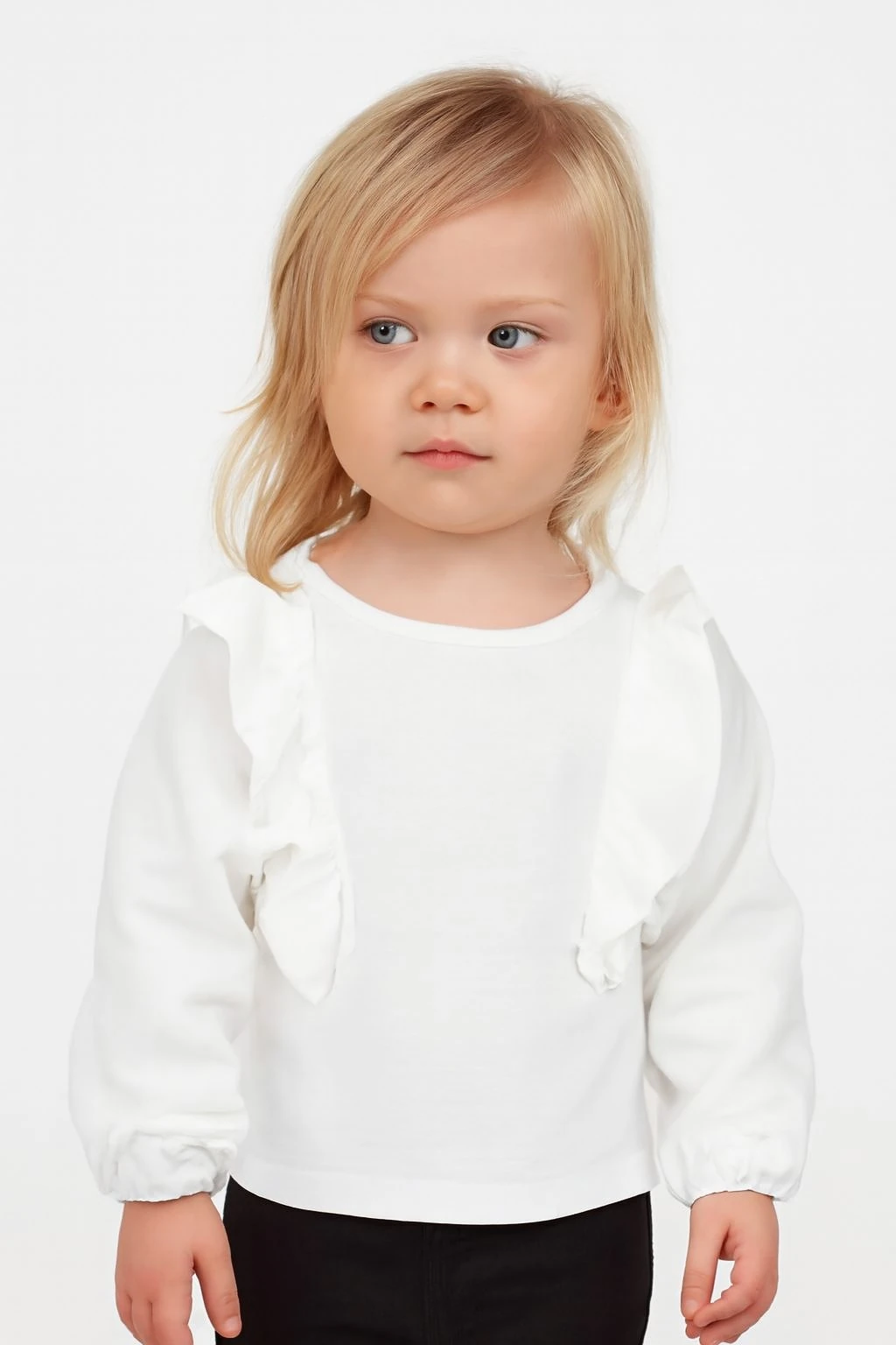 Önü Fırfırlı Kız Çocuk Bluz