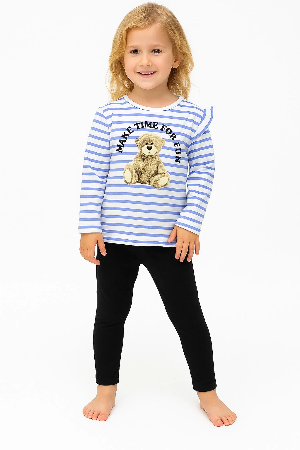 Ayıcıklı Kız Çocuk Taytlı Takım