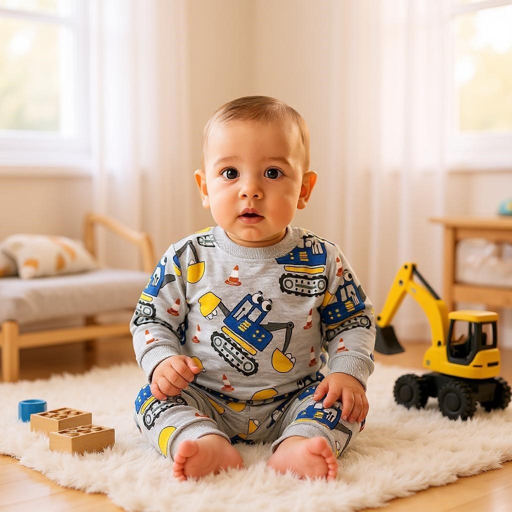 Kepçeli Erkek Bebek Pijama Takım