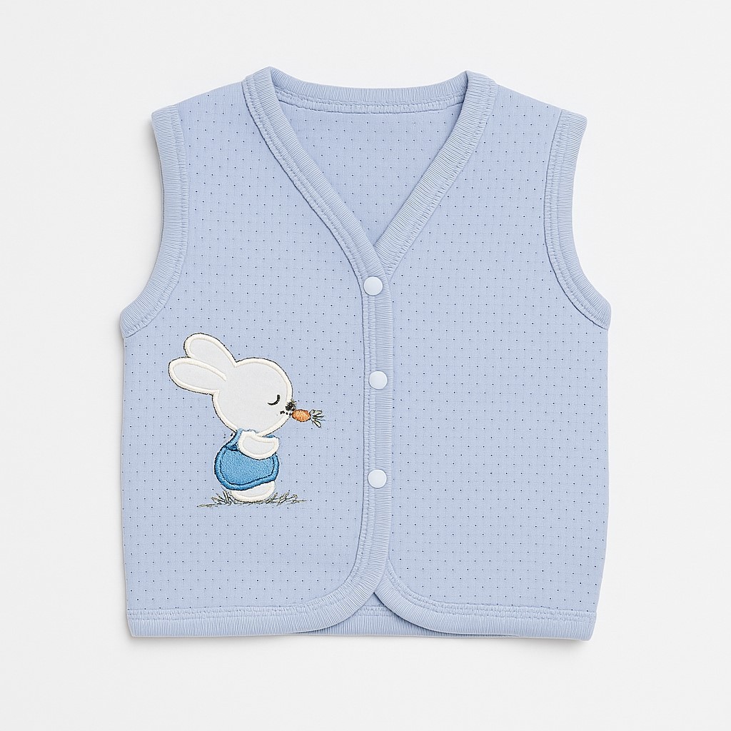 Tavşan Nakışlı Kapitone Erkek Bebek Yelek