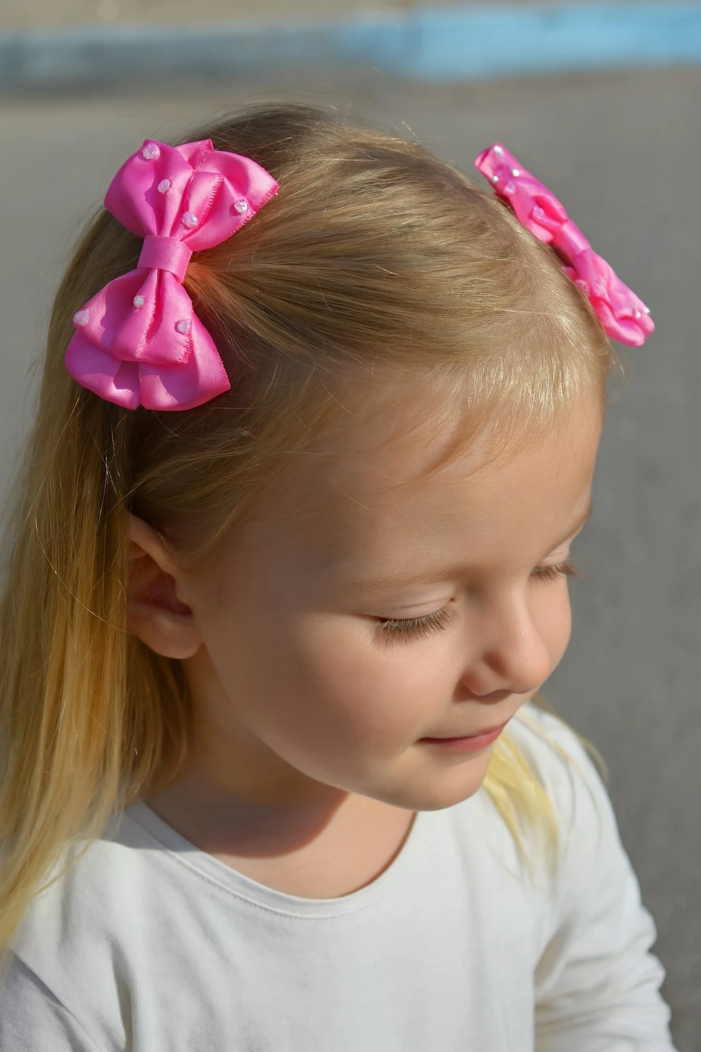 Taşlı Fiyonklu Kız Çocuk Okul Tokası 2li